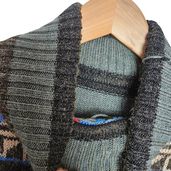 Womens Llama Pattern Peruvian Fair Isle Geometric Turtleneck Wool Sweater Sz S - Picture 6 of 15